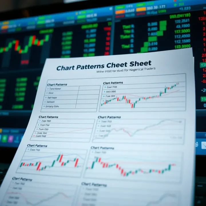Printable cheat sheet displaying various chart patterns used in Nigerian stock and forex markets for technical analysis