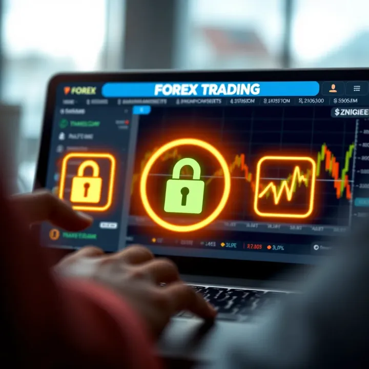 Secure Account Funding and Regulatory Compliance in Nigerian Forex Trading Illustration of secure online transaction with currency exchange elements and compliance symbols