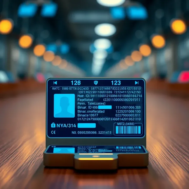Security Mechanisms in Binary Identification Cards Visual representation of security features protecting binary ID cards against unauthorized access