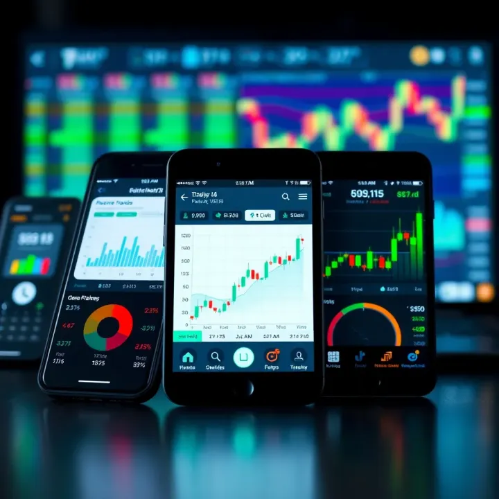 Illustration of various mobile devices showcasing forex trading tools and analytics
