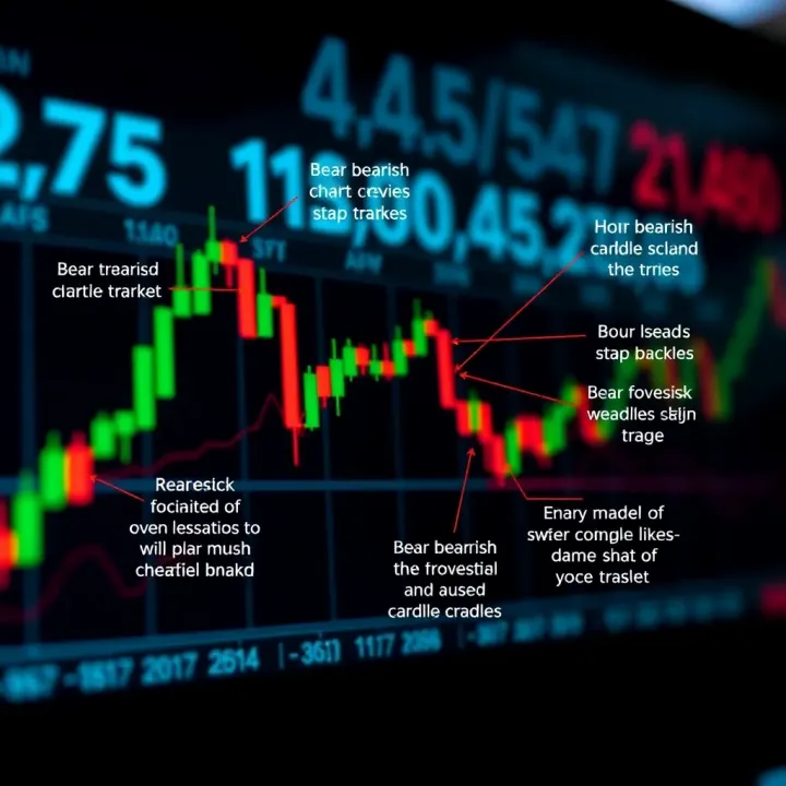 Illustration highlighting common bearish reversal candlestick formations with annotations for trading strategy