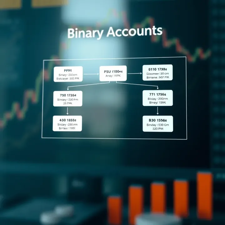Diagram illustrating the structure and flow of binary accounts in financial trading