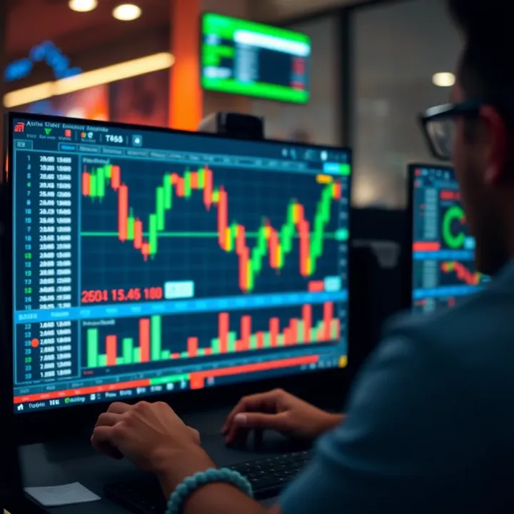 Digital interface displaying automated trading algorithms in action on a computer screen