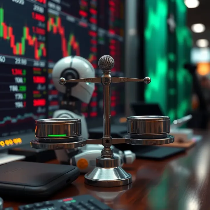 Evaluating Advantages and Risks of Binary Trading Bots Conceptual graphic showing balance between benefits and risks of using automated trading bots