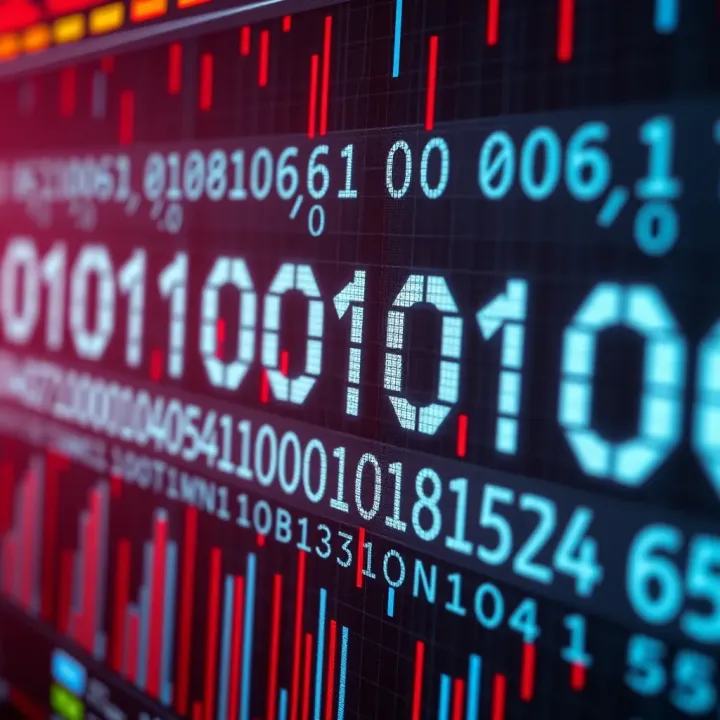 Diagram showing binary digits representing data in a computing system