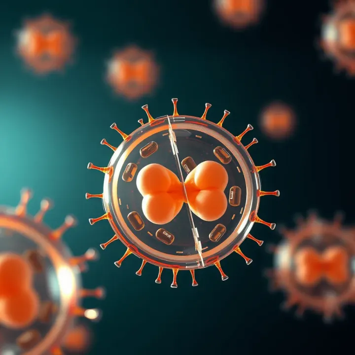 Diagram illustrating the division of a bacterial cell through binary fission