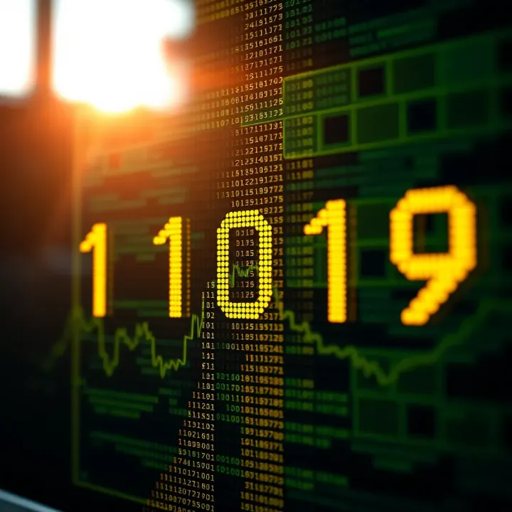 Binary Digits Representing Digital Data Visual representation of binary digits forming digital data
