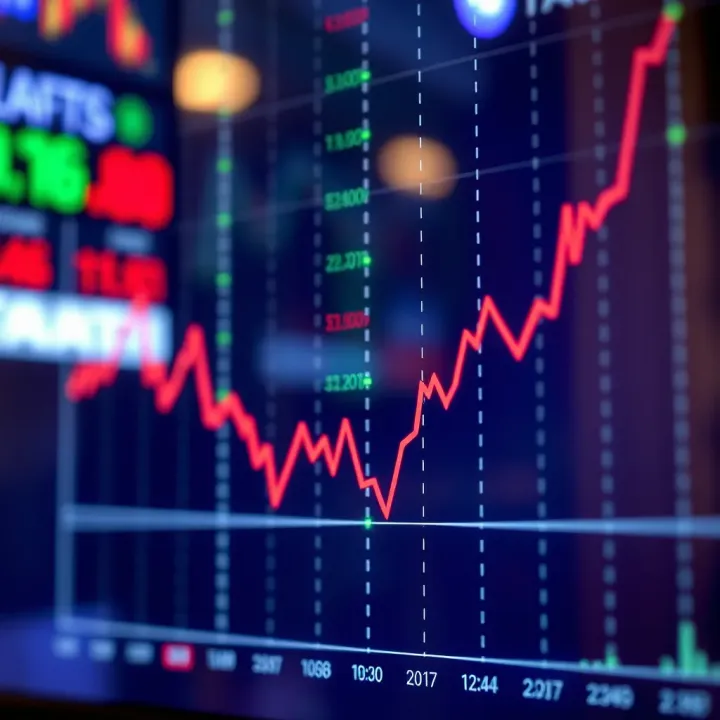 Graph illustrating the mechanics of binary investment options with upward and downward trends