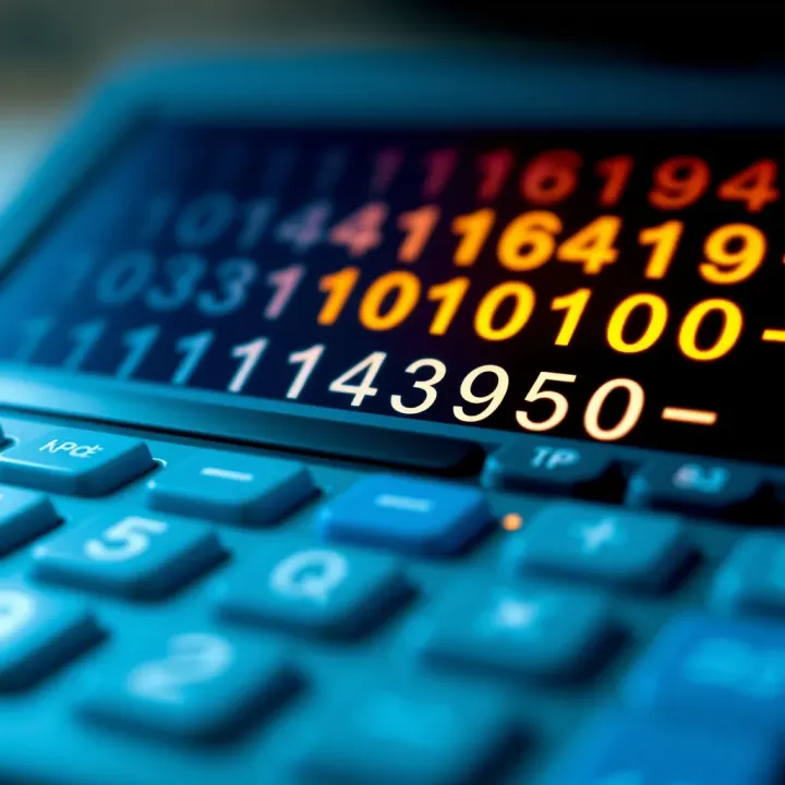 Diagram showing binary numbers being multiplied using a calculator interface