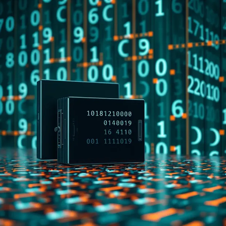 Binary Operations in Computational Contexts Conceptual representation of computational logic performing binary operations on digital data