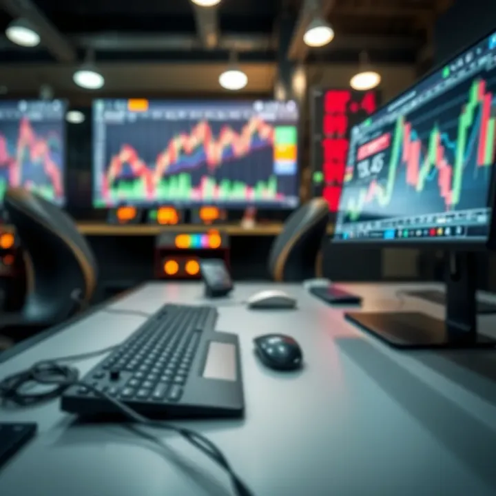 Illustration showing automated trading software analyzing market charts