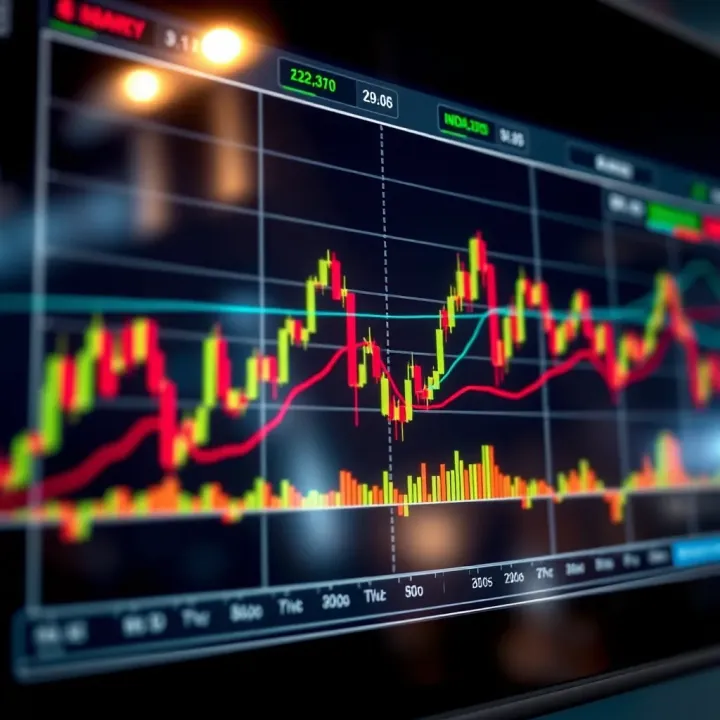 Graph showcasing various binary options indicators with fluctuating trend lines