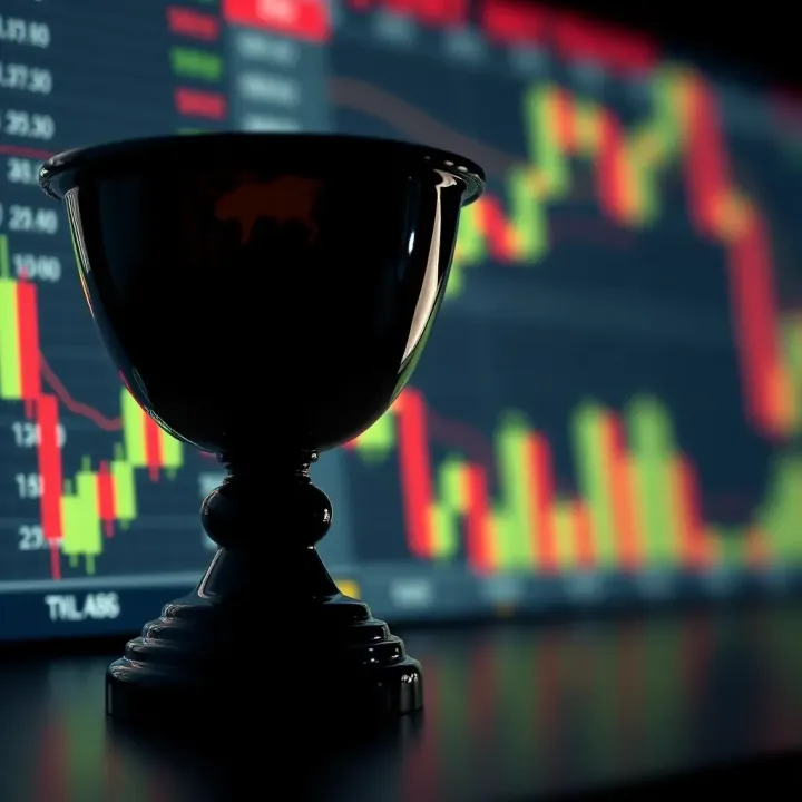 Bullish cup and handle chart pattern indicating potential upward market trend