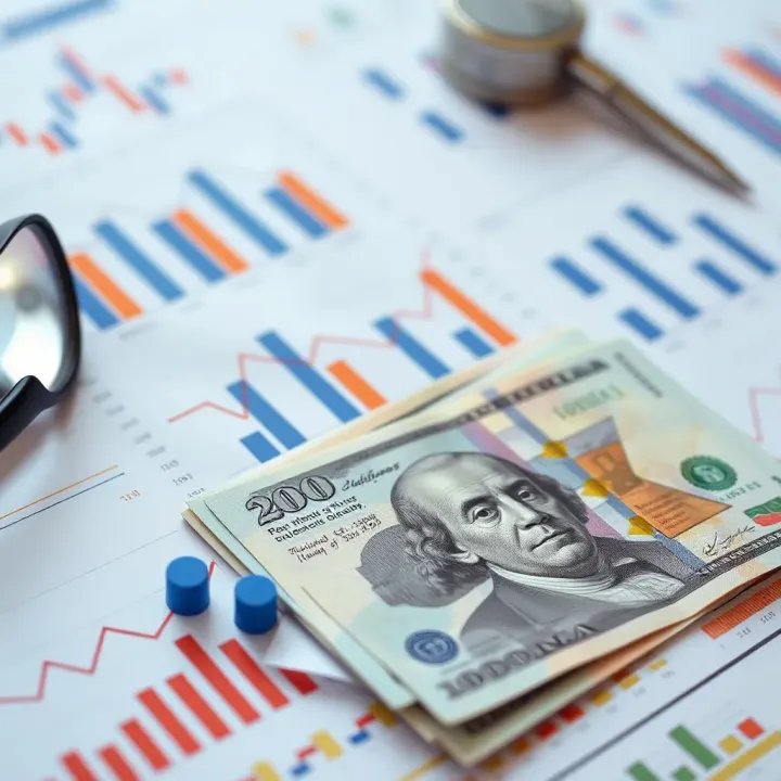 Illustration of financial charts and graphs with Nigerian currency and business documents