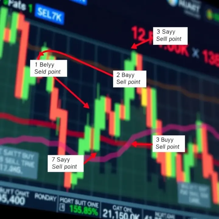 Forex Trading Signals Illustrated on Market Chart Chart displaying various forex trading signals with annotated buy and sell points