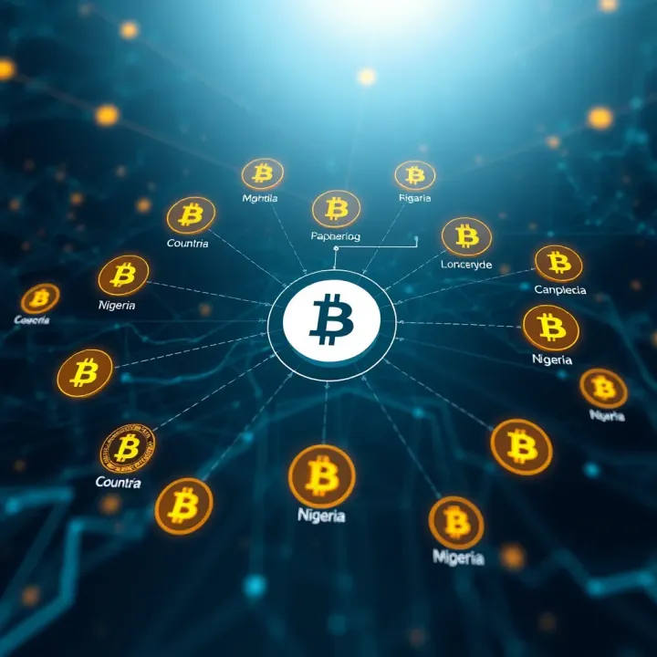Diagram illustrating the global network of cryptocurrency exchanges connecting various countries including Nigeria