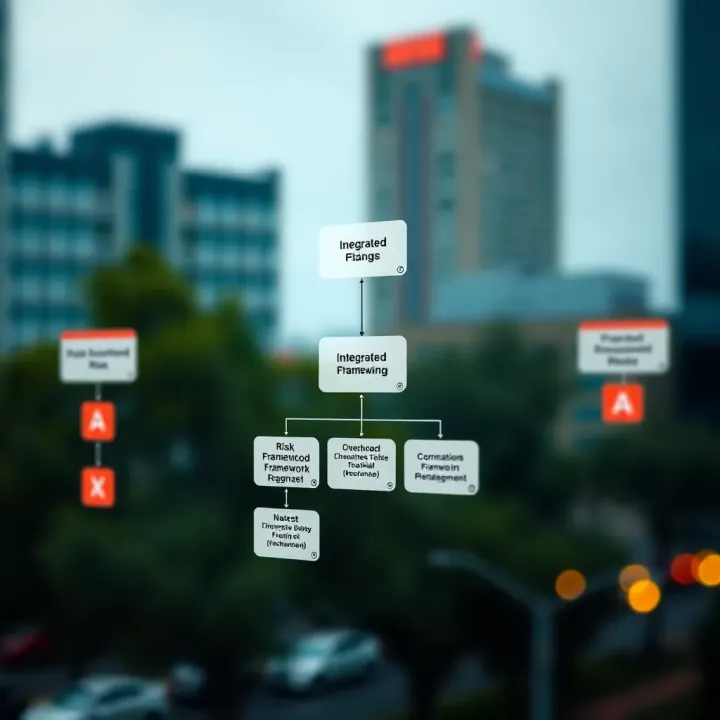 Integrated Risk Management Framework in Organisations Flowchart displaying integrated risk management framework with interconnected components